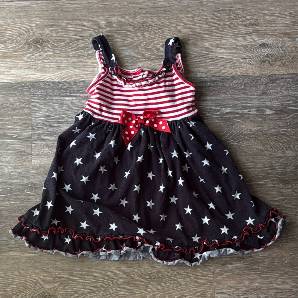 Sofie Rose 4T Red & White Striped and Navy Star Patterned Dress